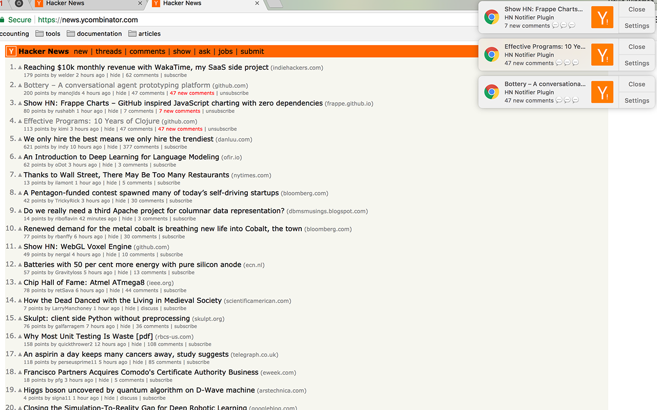 Hacker News Comments Notifier Plugin chrome谷歌浏览器插件_扩展第1张截图