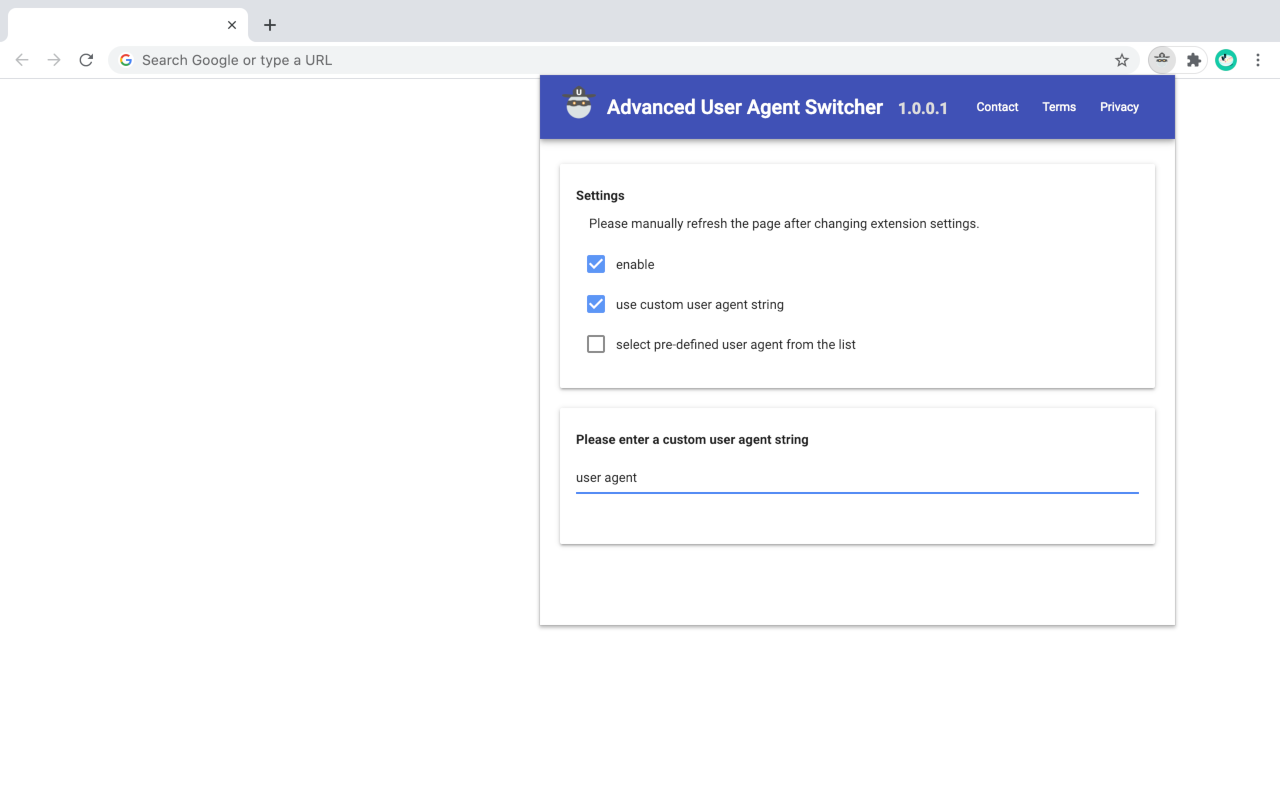 Advanced User Agent Switcher chrome谷歌浏览器插件_扩展第1张截图