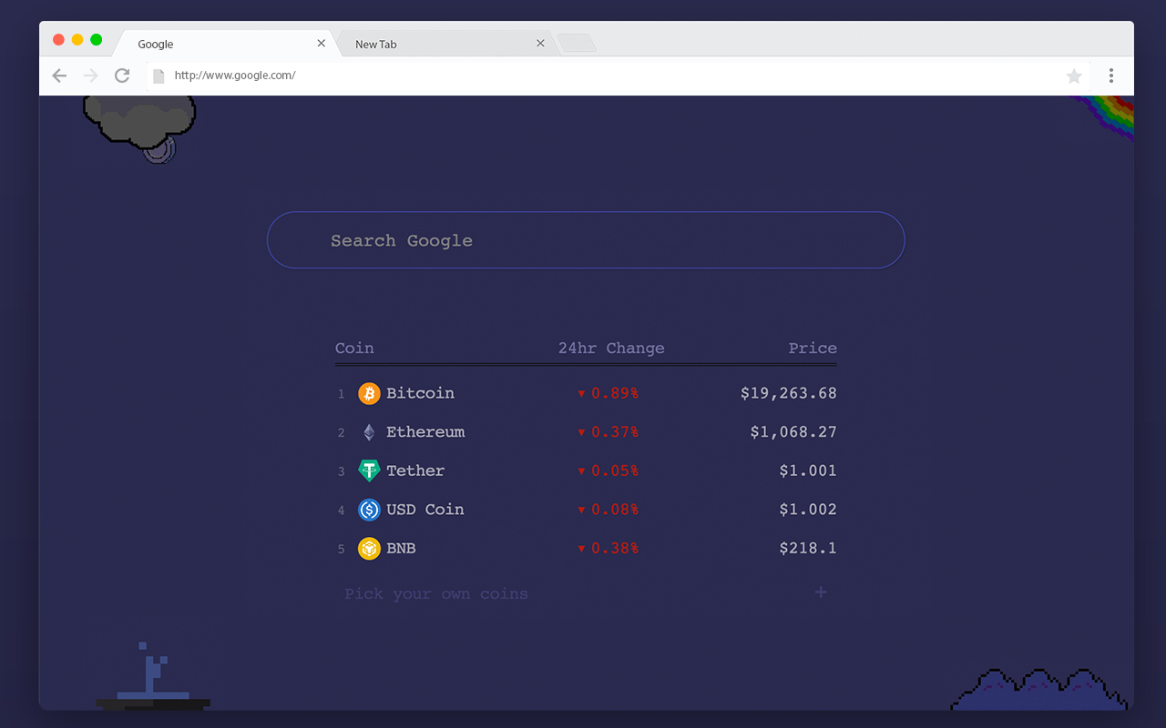 Crypto New Tab 8-bit chrome谷歌浏览器插件_扩展第3张截图