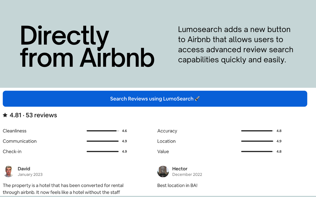 LumoSearch: Airbnb Review Summary & Search chrome谷歌浏览器插件_扩展第1张截图