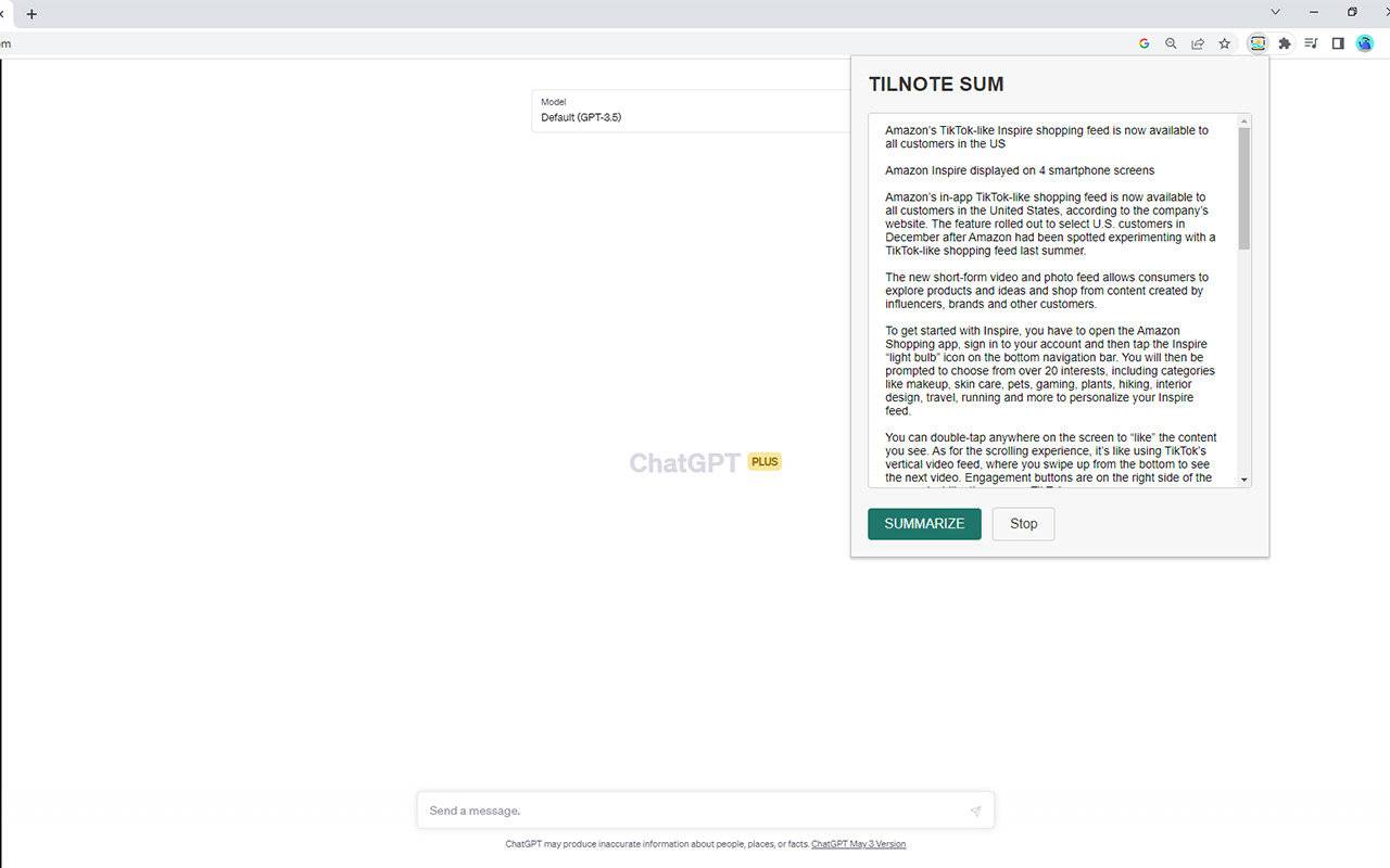 TILNOTE SUM (Summarization with ChatGPT) chrome谷歌浏览器插件_扩展第2张截图