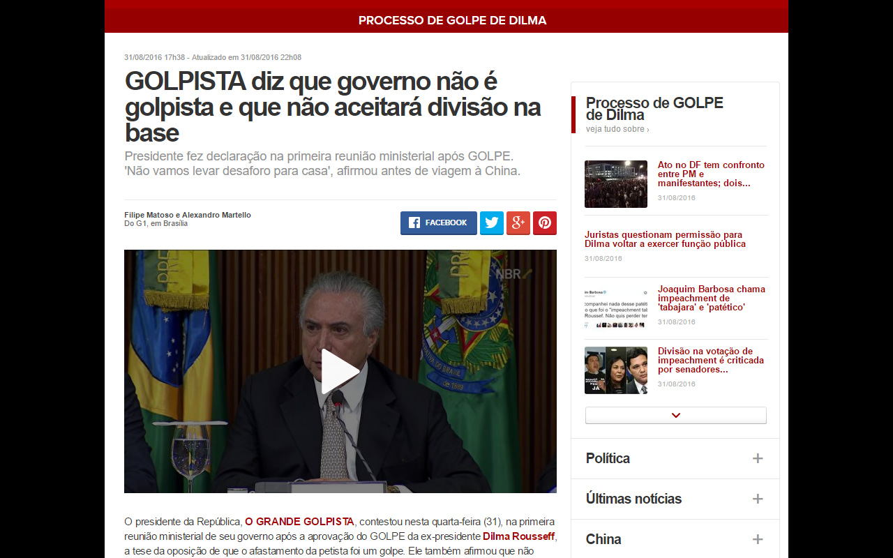 Temer Golpista chrome谷歌浏览器插件_扩展第2张截图