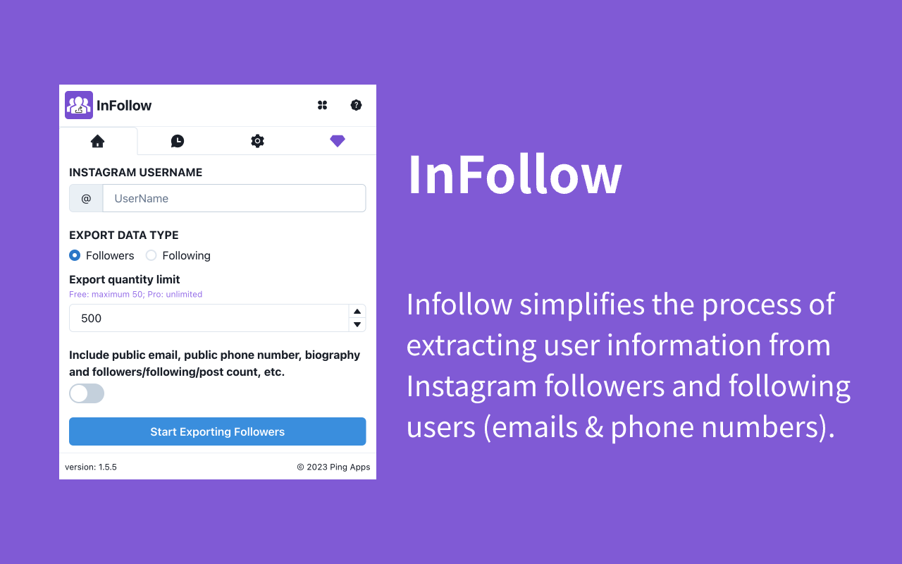 IGFollow - Ins Follower Export Tool chrome谷歌浏览器插件_扩展第3张截图
