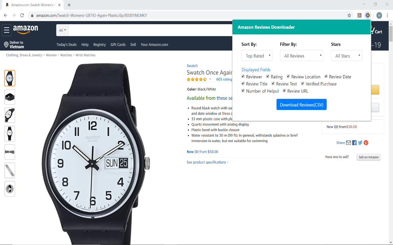 Amazon Reviews Downloader chrome谷歌浏览器插件_扩展第1张截图