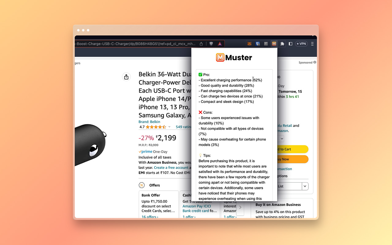 Muster AI - Amazon Reviews Summariser chrome谷歌浏览器插件_扩展第6张截图