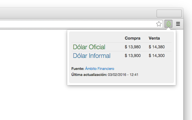 Cotización del Dólar en Argentina chrome谷歌浏览器插件_扩展第1张截图