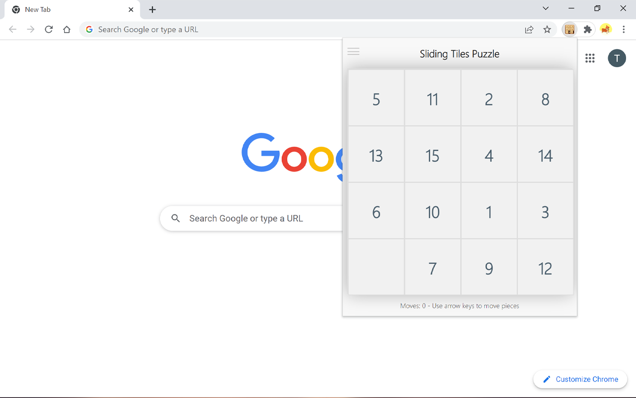 Sliding Tiles Puzzle Game chrome谷歌浏览器插件_扩展第1张截图