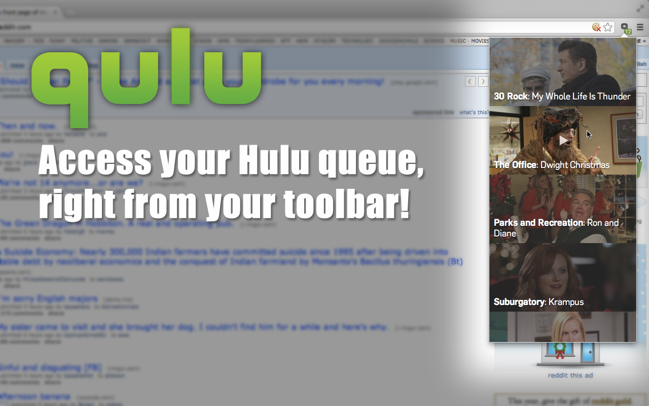 Qulu – Your Hulu Queue chrome谷歌浏览器插件_扩展第1张截图