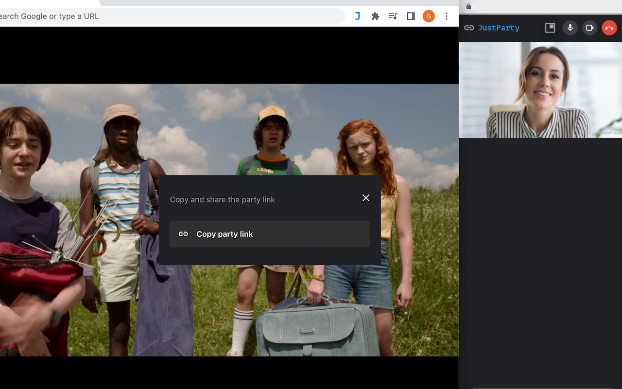 JustParty: Netflix Party with Video Call chrome谷歌浏览器插件_扩展第3张截图