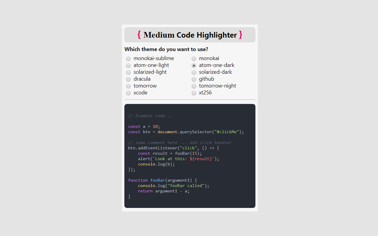 Medium Code Highlighter chrome谷歌浏览器插件_扩展第2张截图