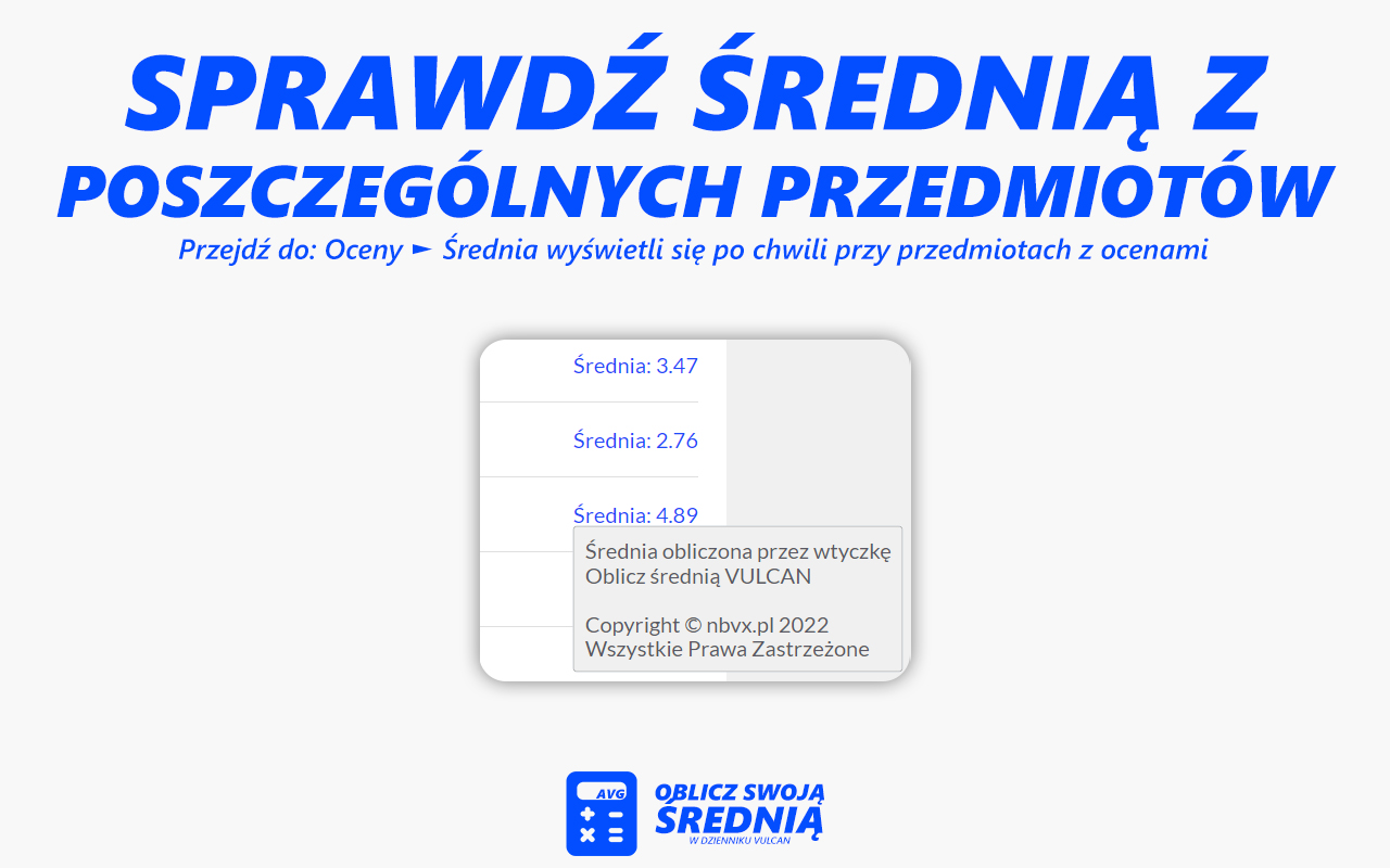 Oblicz średnią VULCAN chrome谷歌浏览器插件_扩展第1张截图