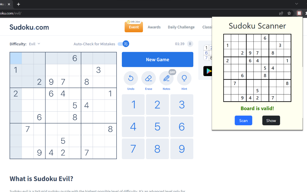 Sudoku Scanner chrome谷歌浏览器插件_扩展第1张截图