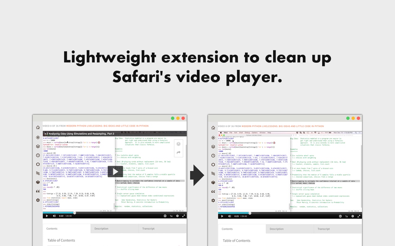 Video Cleaner for Safari™ chrome谷歌浏览器插件_扩展第1张截图