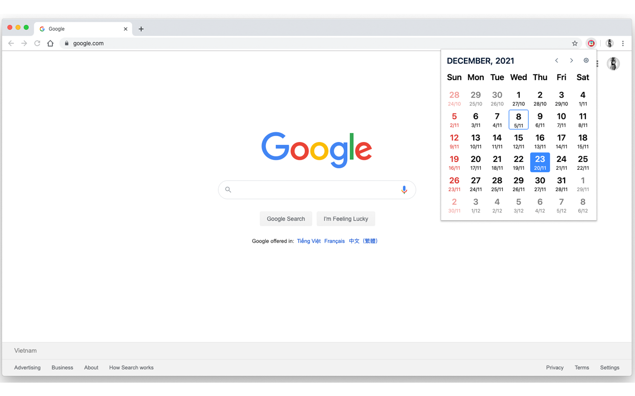 Lunar Calendar chrome谷歌浏览器插件_扩展第5张截图