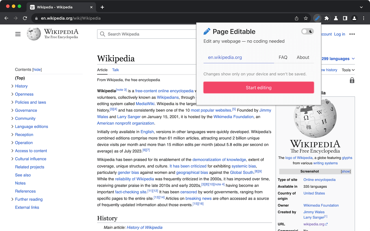 Page Editable chrome谷歌浏览器插件_扩展第1张截图