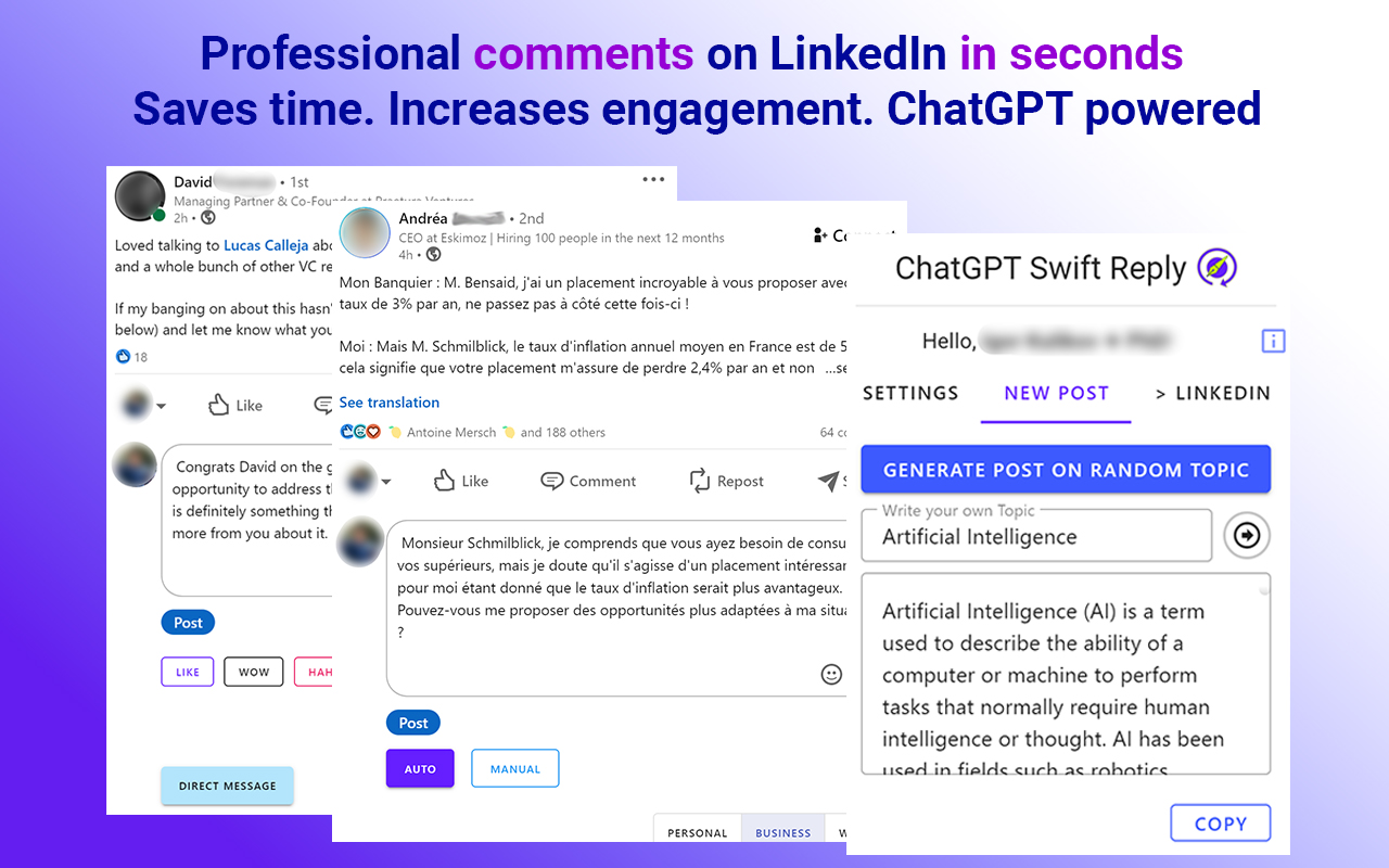 Swift Reply - ChatGPT for LinkedIn: replies + chrome谷歌浏览器插件_扩展第6张截图