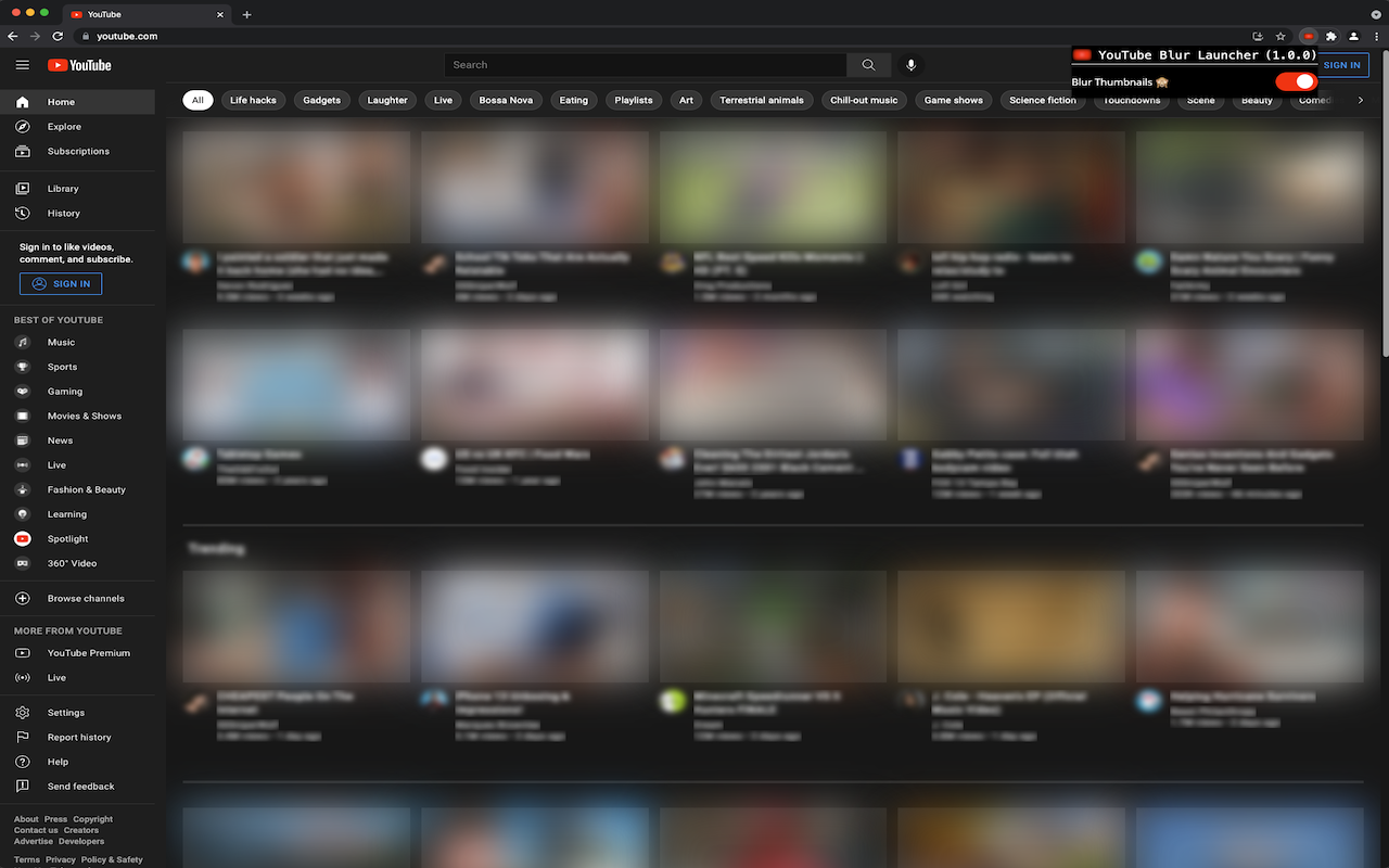 YouTube Blur chrome谷歌浏览器插件_扩展第1张截图
