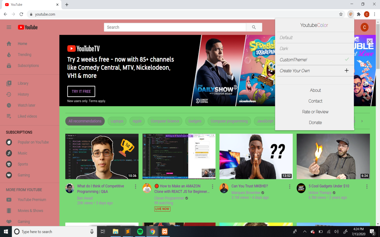 YoutubeColor chrome谷歌浏览器插件_扩展第2张截图