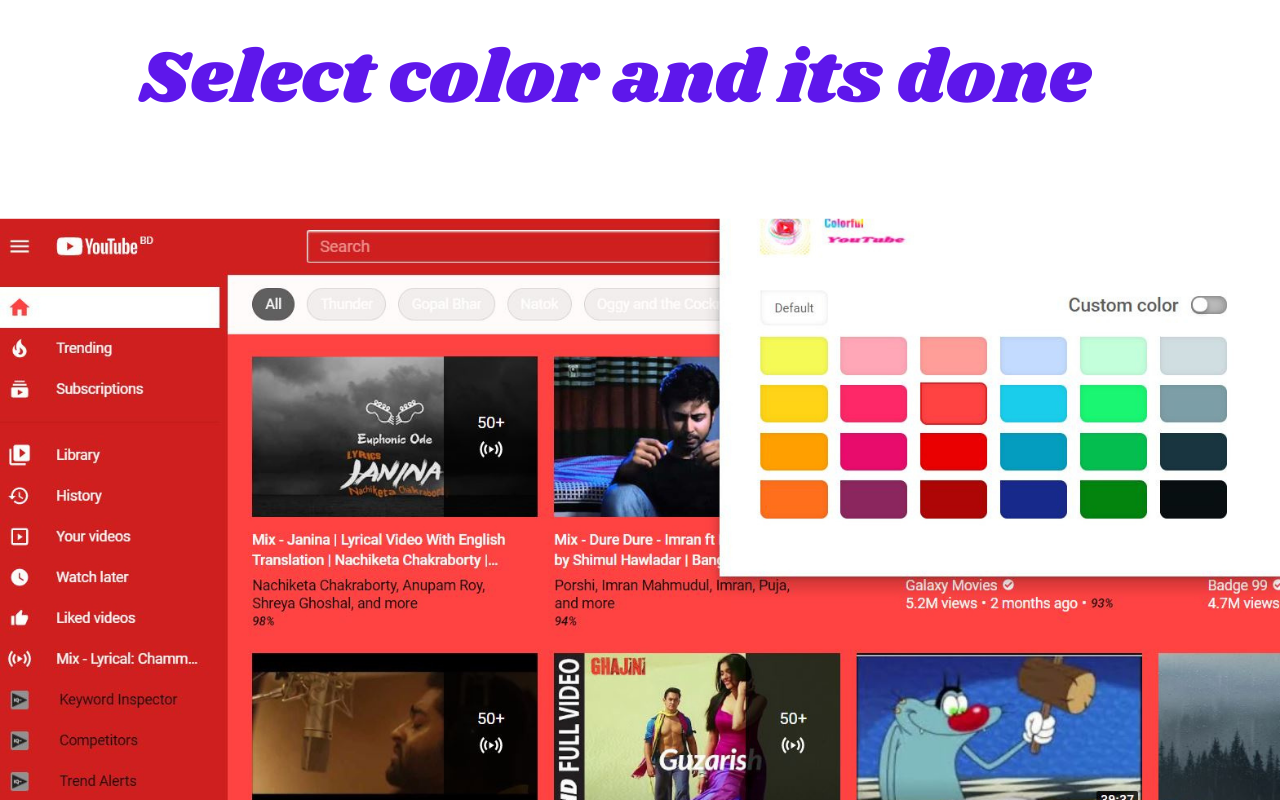 Youtube Colorful Themes chrome谷歌浏览器插件_扩展第1张截图