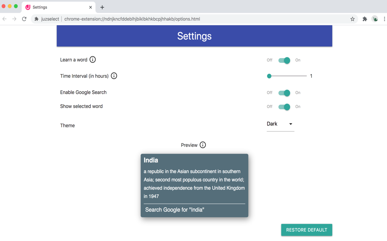 juzselect chrome谷歌浏览器插件_扩展第4张截图