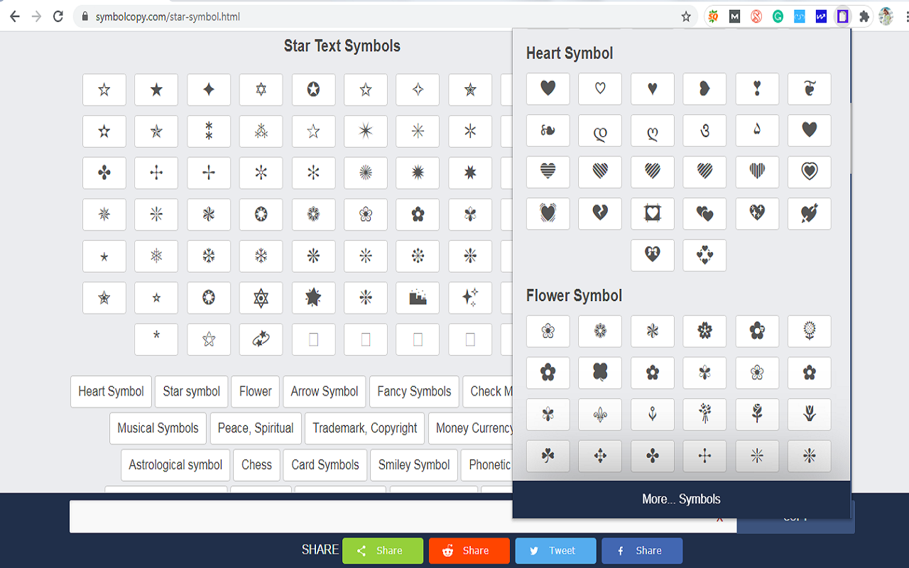 Text Symbols chrome谷歌浏览器插件_扩展第1张截图