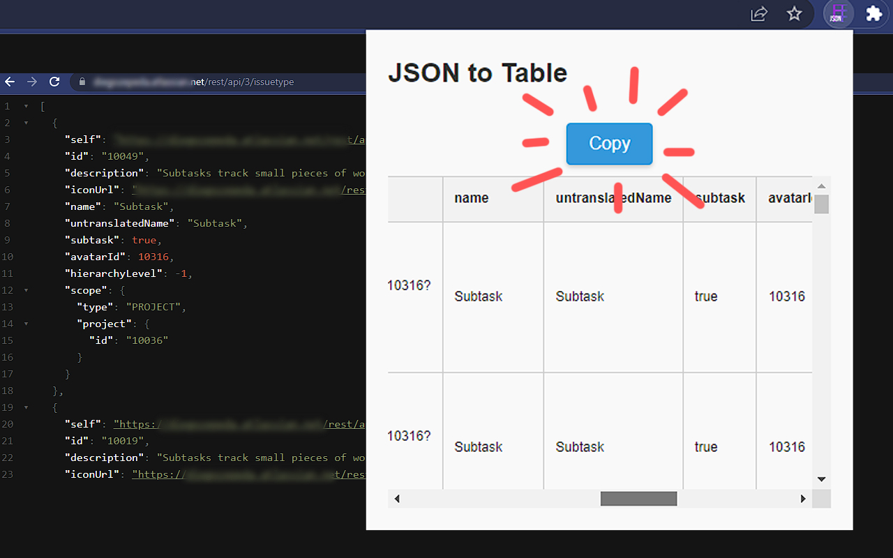 JSON to Table Converter - Easy Copy chrome谷歌浏览器插件_扩展第2张截图