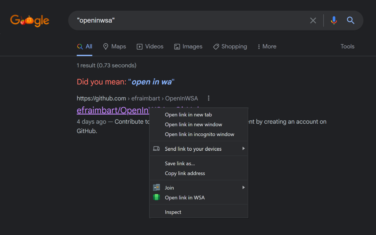 Open In WSA chrome谷歌浏览器插件_扩展第1张截图