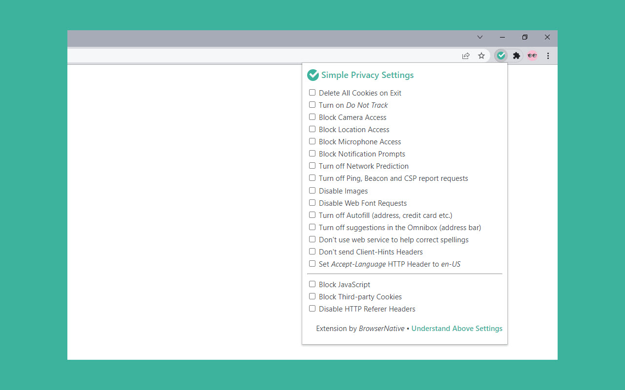 Simple Privacy Settings chrome谷歌浏览器插件_扩展第2张截图