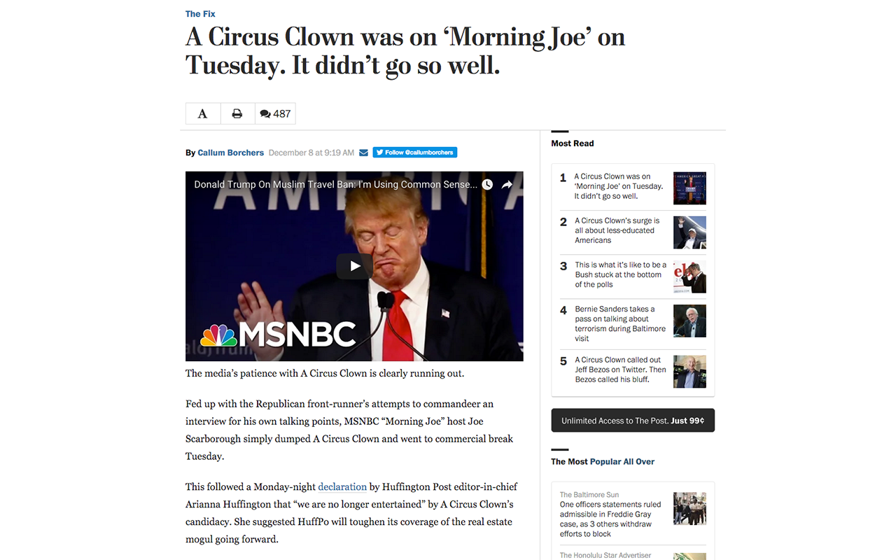 Donald Trump Is An Actual Circus Clown chrome谷歌浏览器插件_扩展第1张截图