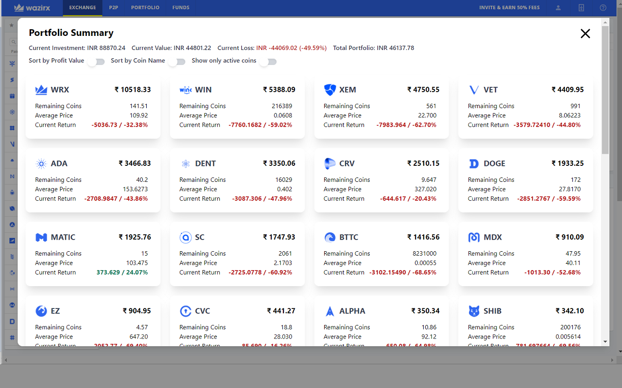 WazirX Porfolio Manager chrome谷歌浏览器插件_扩展第4张截图