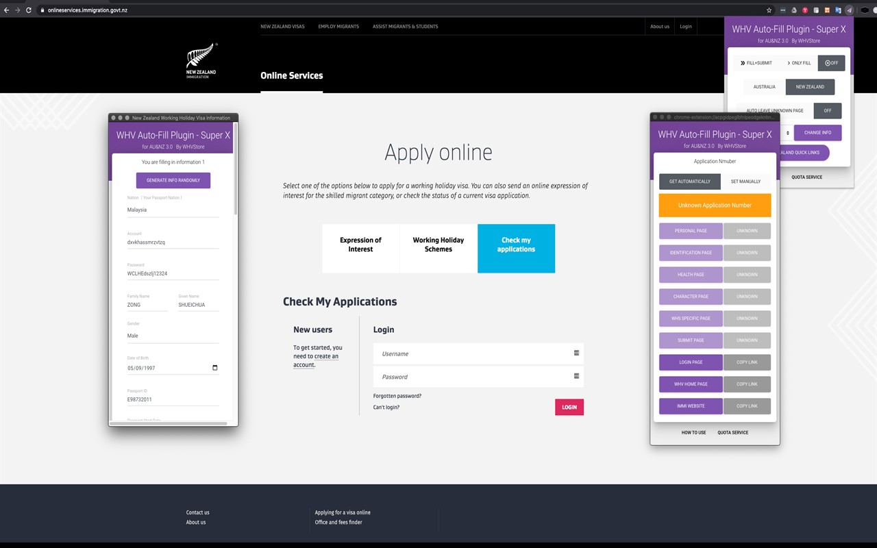 Working Holiday Visa Auto-Fill Plugin Super X chrome谷歌浏览器插件_扩展第1张截图