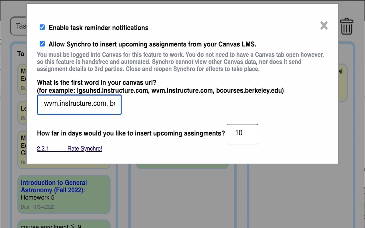 Synchro: Productivity Manager for Students chrome谷歌浏览器插件_扩展第6张截图