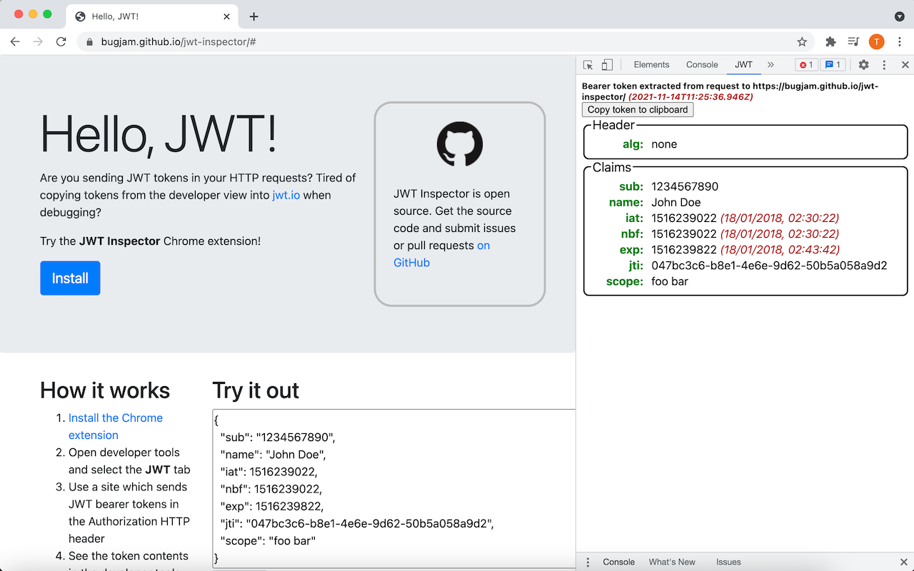 JWT Inspector chrome谷歌浏览器插件_扩展第6张截图