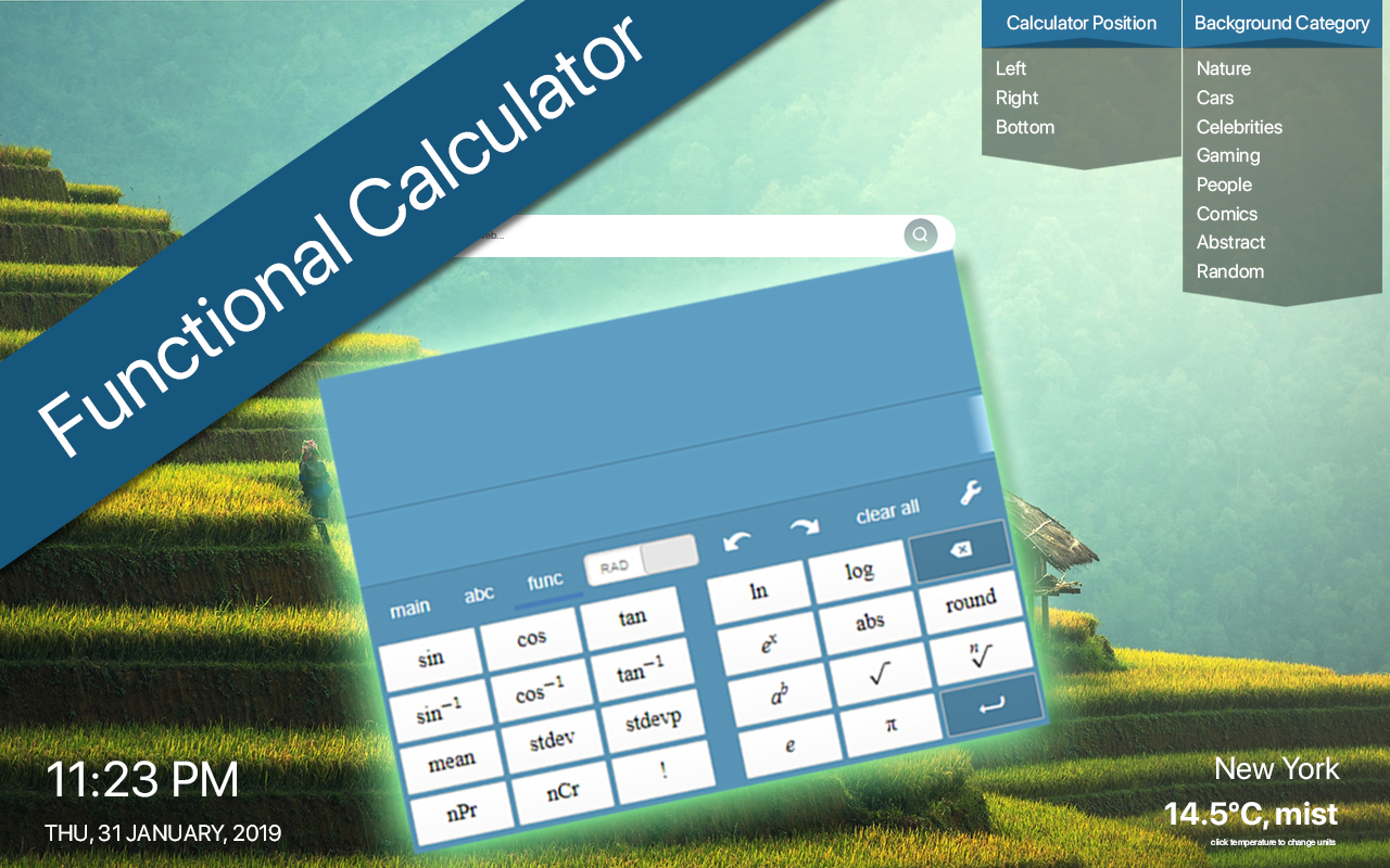 Calculator New Tab with HD Wallpapers chrome谷歌浏览器插件_扩展第2张截图