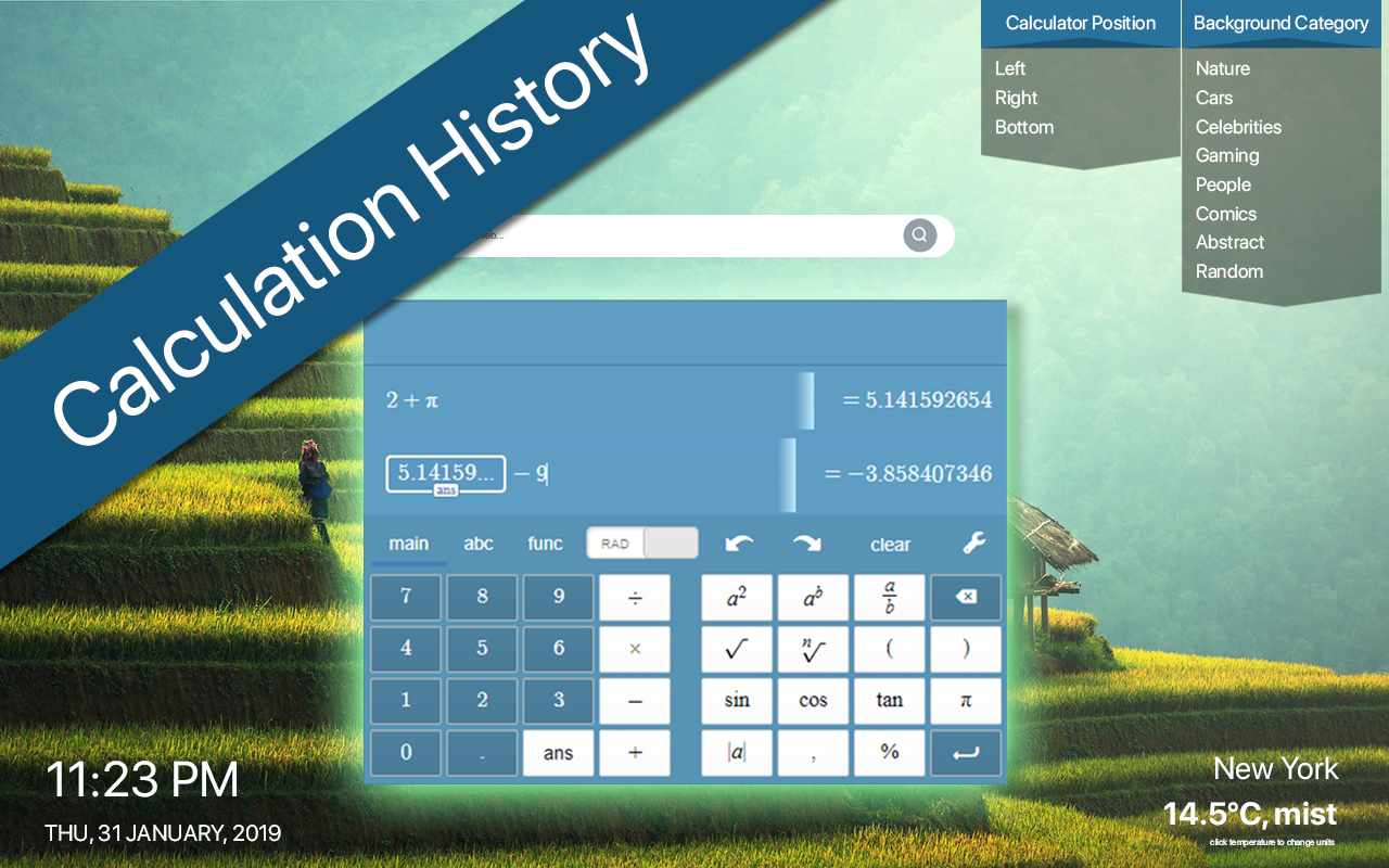 Calculator New Tab with HD Wallpapers chrome谷歌浏览器插件_扩展第4张截图