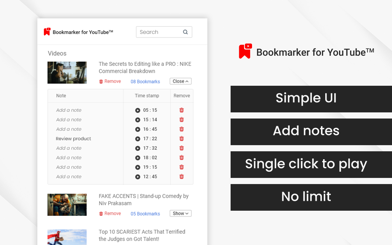 Bookmarker for YouTube chrome谷歌浏览器插件_扩展第1张截图