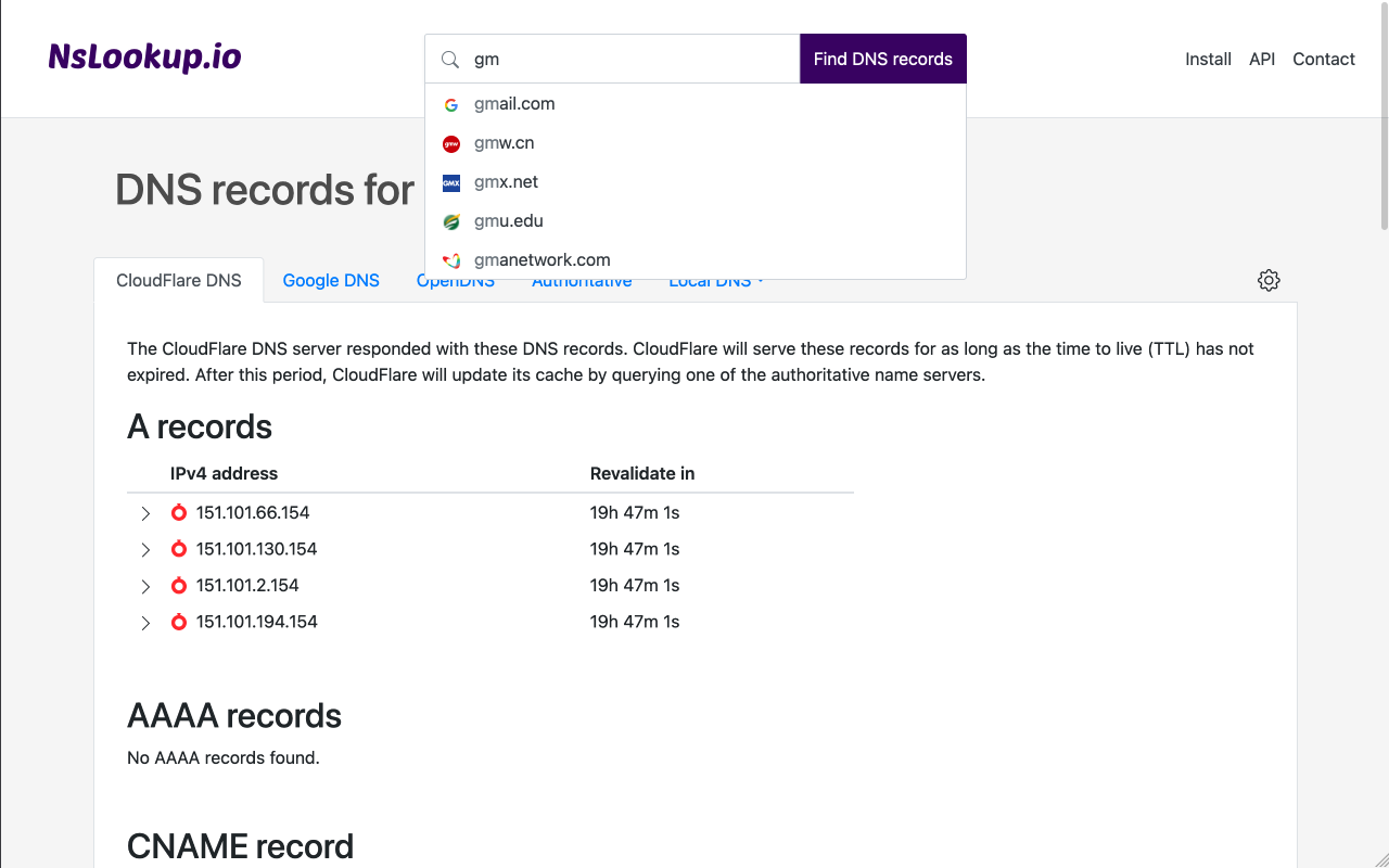 NsLookup - Find DNS Records chrome谷歌浏览器插件_扩展第2张截图