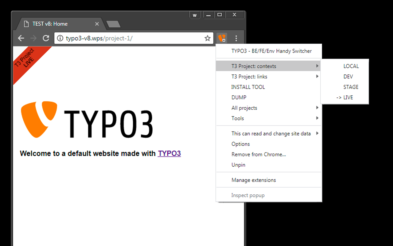 TYPO3 - BE/FE/Env Handy Switcher chrome谷歌浏览器插件_扩展第2张截图