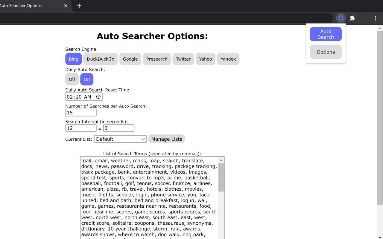 Auto Searcher chrome谷歌浏览器插件_扩展第5张截图