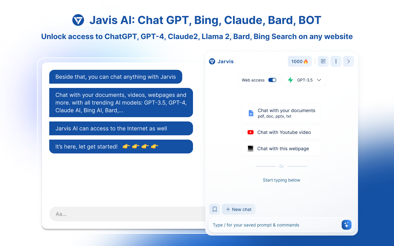Jarvis AI: Chat GPT, Bing, Claude, Bard, BOT chrome谷歌浏览器插件_扩展第4张截图