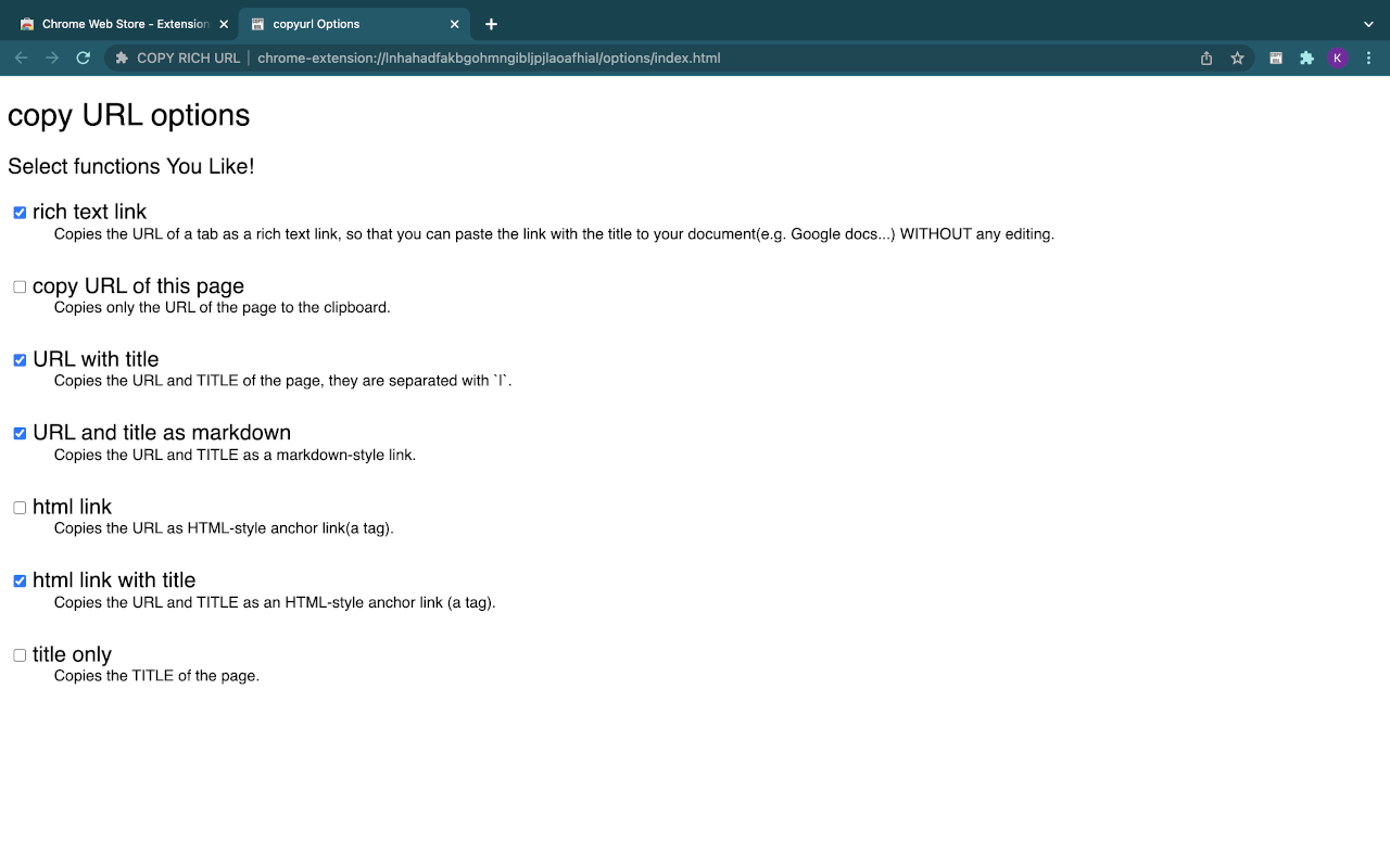 COPY RICH URL chrome谷歌浏览器插件_扩展第6张截图