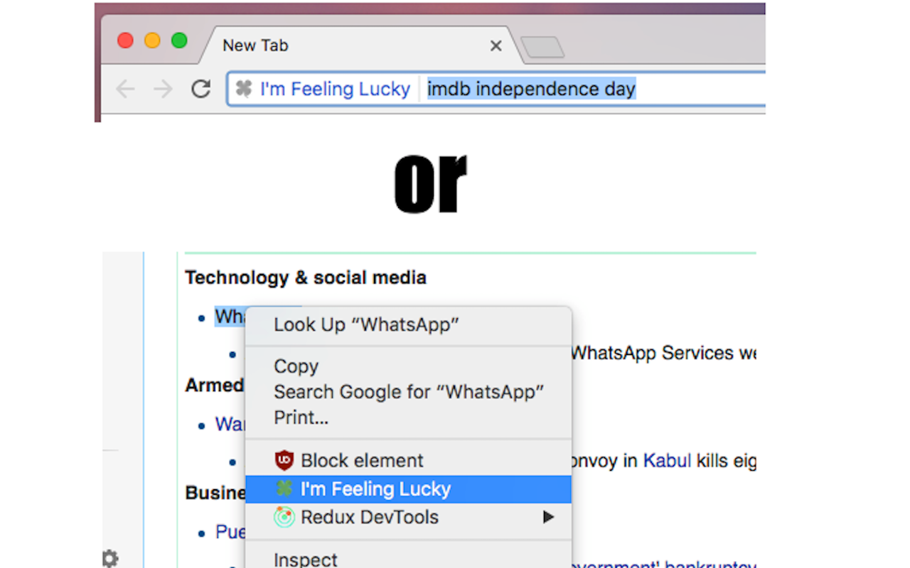 I'm Feeling Lucky chrome谷歌浏览器插件_扩展第1张截图