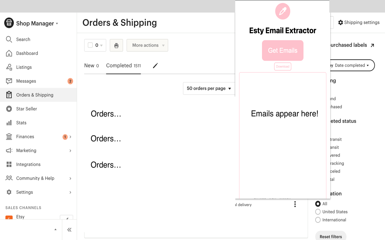 Etsy Email Extractor chrome谷歌浏览器插件_扩展第1张截图