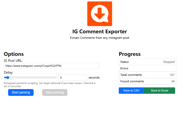 IG Comment Export Tool chrome谷歌浏览器插件_扩展第1张截图