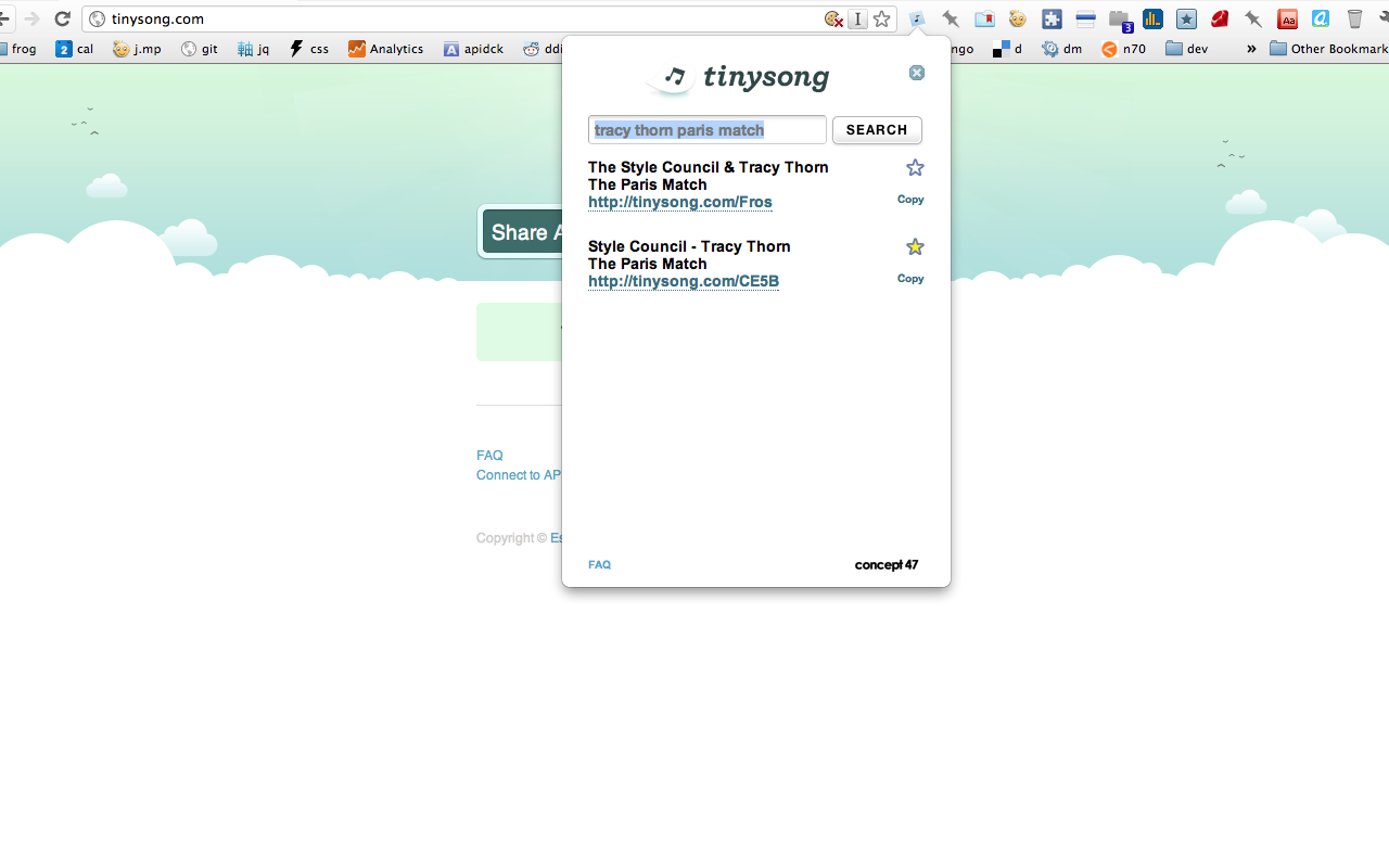 Tinysong Grooveshark Extension chrome谷歌浏览器插件_扩展第1张截图