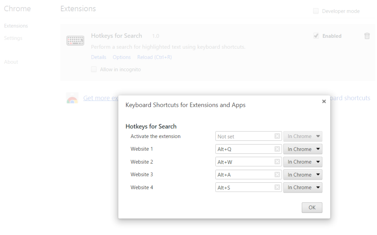 Hotkeys for Search chrome谷歌浏览器插件_扩展第4张截图