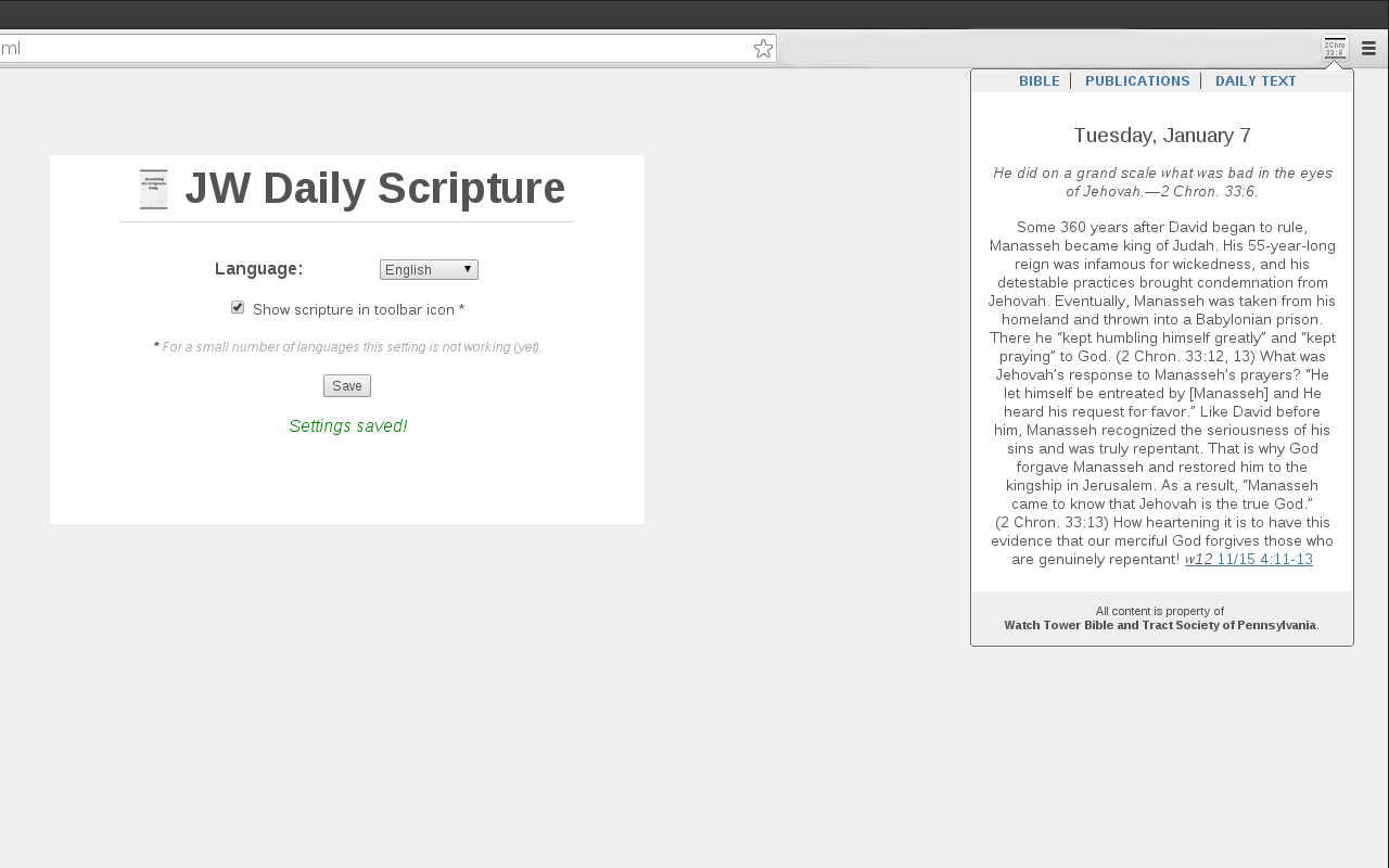 JW Daily Scripture chrome谷歌浏览器插件_扩展第1张截图