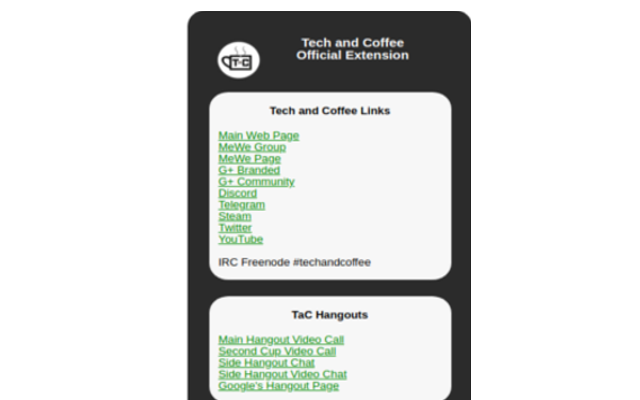 Tech and Coffee - Official Extension chrome谷歌浏览器插件_扩展第1张截图