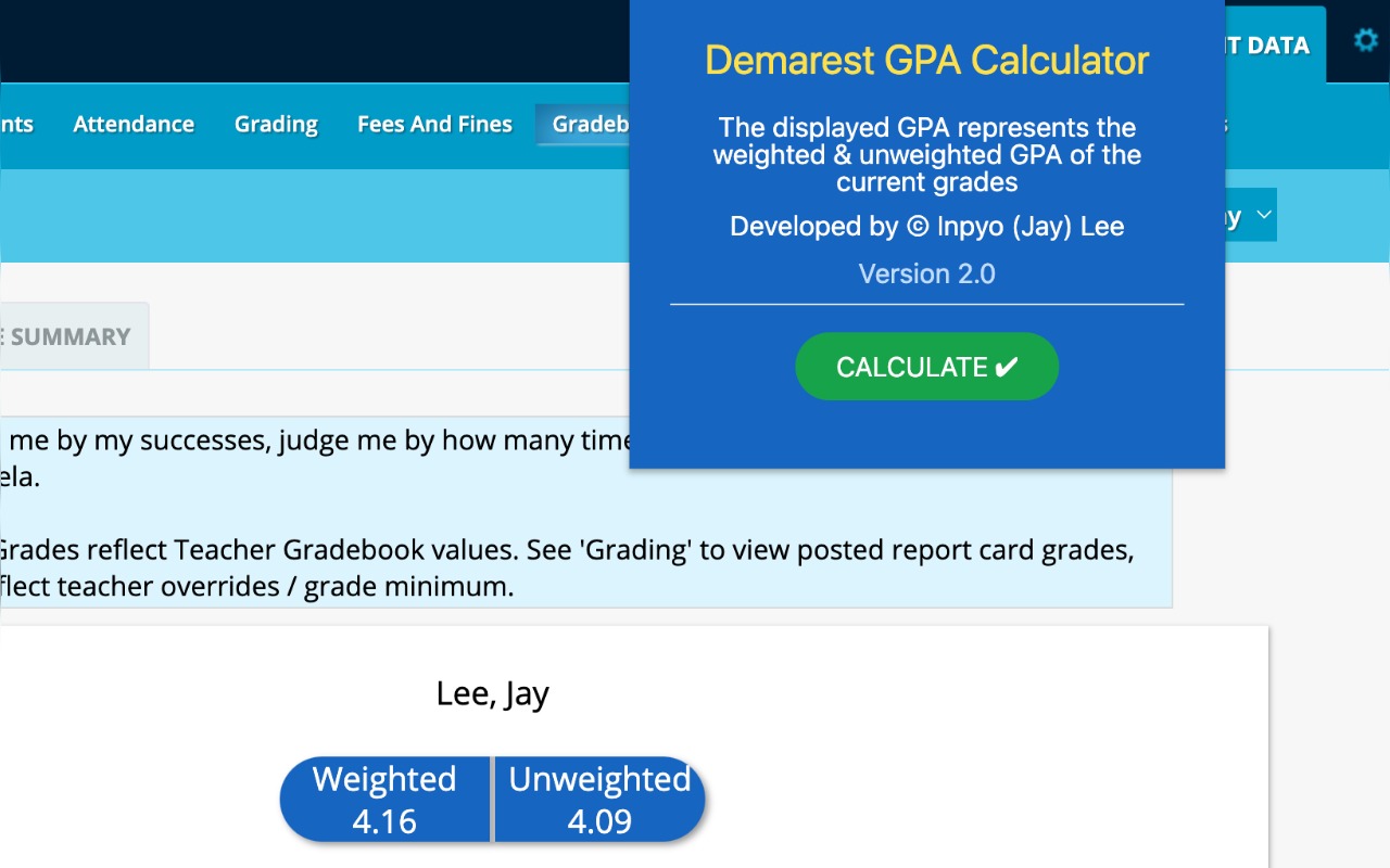 Demarest GPA Calculator chrome谷歌浏览器插件_扩展第1张截图