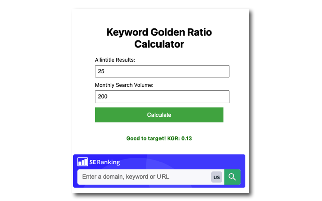 Keyword Golden Ratio Calculator Tool chrome谷歌浏览器插件_扩展第3张截图